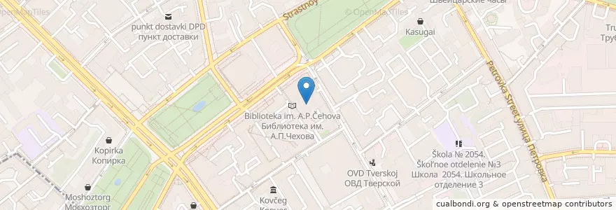 Mapa de ubicacion de Jeffreys coffeeshop en Rusia, Distrito Federal Central, Москва, Distrito Administrativo Central, Тверской Район.