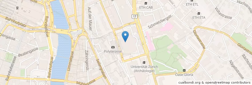 Mapa de ubicacion de Dozentenfoyer en Suisse, Zurich, District De Zurich, Zurich.