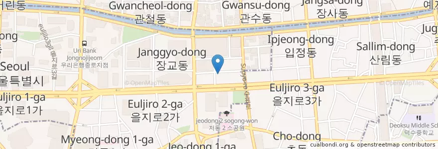 Mapa de ubicacion de 以南場　乙支路本店 en 大韓民国, ソウル, 明洞.