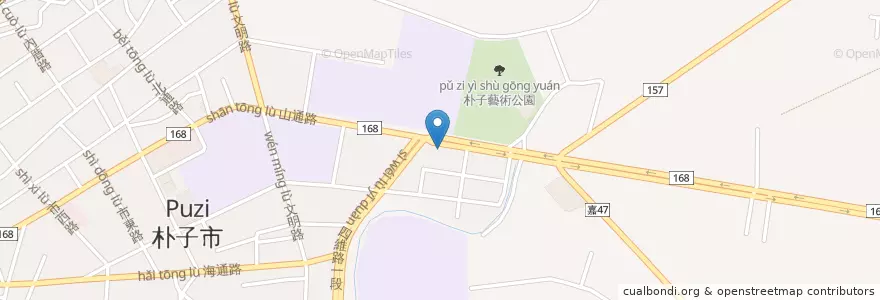 Mapa de ubicacion de 餃踏實地 en تایوان, 臺灣省, 嘉義縣, 朴子市.