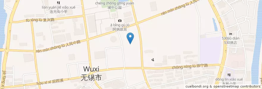 Mapa de ubicacion de Jiwu Coffee en Çin, Wuxi, 梁溪区(Liangxi).