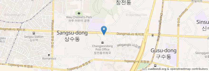 Mapa de ubicacion de 작가의책상 en Korea Selatan, 서울, 마포구, 서강동.