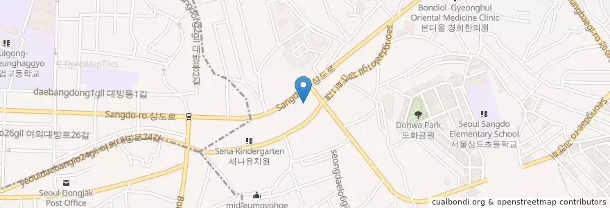 Mapa de ubicacion de 성대시장 en South Korea, Seoul, Dongjak-Gu, Sangdo 3(Sam)-Dong.