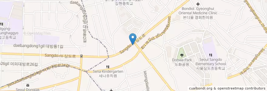 Mapa de ubicacion de 스타벅스 en 大韓民国, ソウル, 銅雀区, 상도3동.