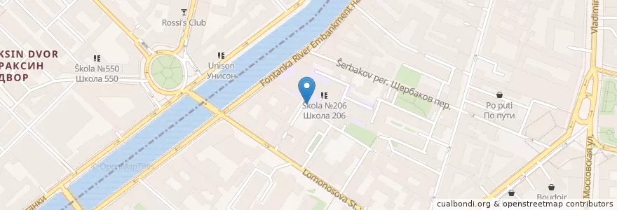 Mapa de ubicacion de Фина en ロシア, 北西連邦管区, レニングラード州, サンクト ペテルブルク, Центральный Район.