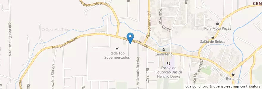 Mapa de ubicacion de Feira Velha Central en 巴西, 南部, 圣卡塔琳娜, Região Geográfica Intermediária De Blumenau, Microrregião De Blumenau, 布盧梅瑙.