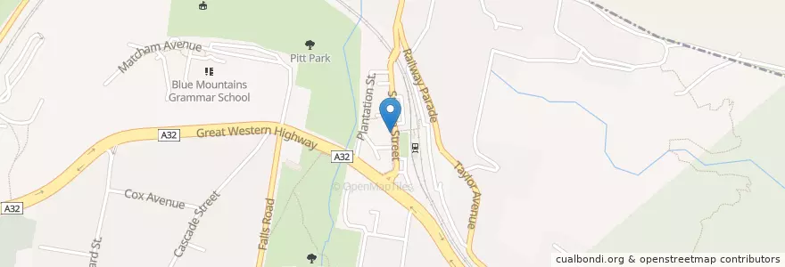 Mapa de ubicacion de Blue Mountains Dental & Implant Center en Australia, Nueva Gales Del Sur, Sydney, Blue Mountains City Council.