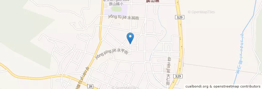 Mapa de ubicacion de 夯仔內麵食館 en تايوان, كاوهسيونغ, 旗山區.