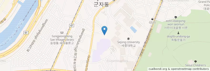 Mapa de ubicacion de 성실성결교회 en 大韓民国, ソウル, 広津区, 군자동.