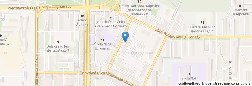 Mapa de ubicacion de Альфа-Банк en 러시아, Уральский Федеральный Округ, 첼랴빈스크 주, Миасский Городской Округ.