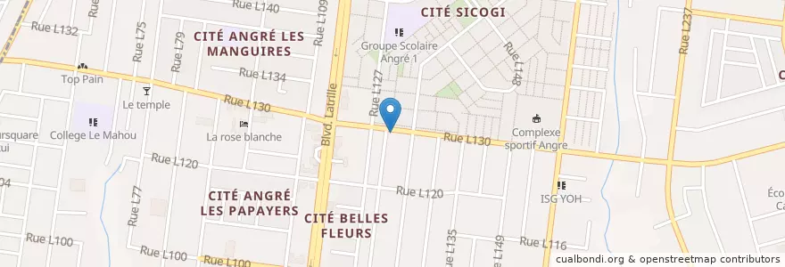 Mapa de ubicacion de La Gare Du Nord en Côte D'Ivoire, Abidjan, Cocody.