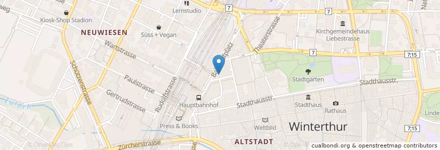 Mapa de ubicacion de Bank Cler en Svizzera, Zurigo, Bezirk Winterthur, Winterthur.