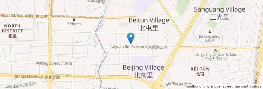 Mapa de ubicacion de 八方雲集 en Taiwan, 臺中市, 北屯區, 北區.