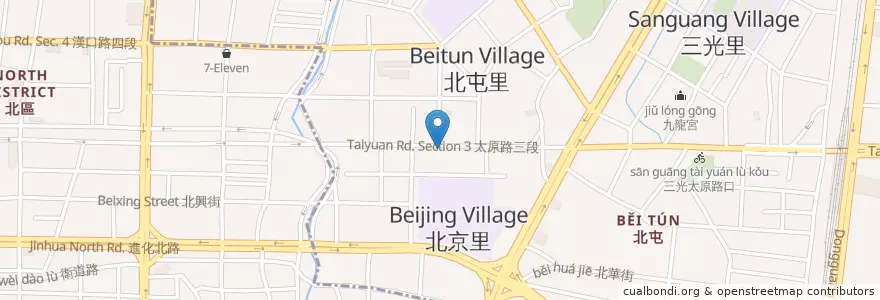 Mapa de ubicacion de 阿樹師現炒 en Taiwan, 臺中市, 北屯區, 北區.