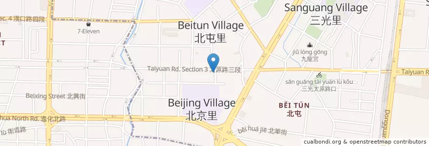 Mapa de ubicacion de 醉麒麟海產 en Taiwan, Taichung, 北屯區, 北區.