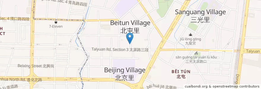 Mapa de ubicacion de 弘爺漢堡 en 臺灣, 臺中市, 北屯區.
