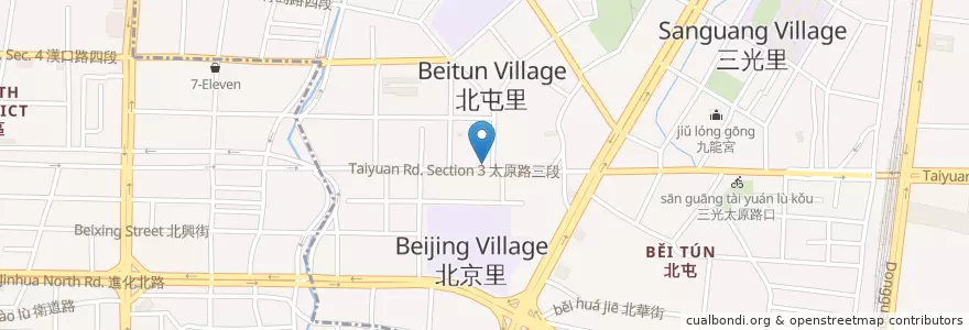 Mapa de ubicacion de 好客來家常 en Taiwan, Taichung, 北屯區, 北區.