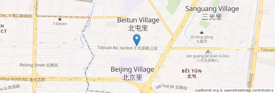 Mapa de ubicacion de 立偉麵食 en Taiwán, Taichung, 北屯區, 北區.