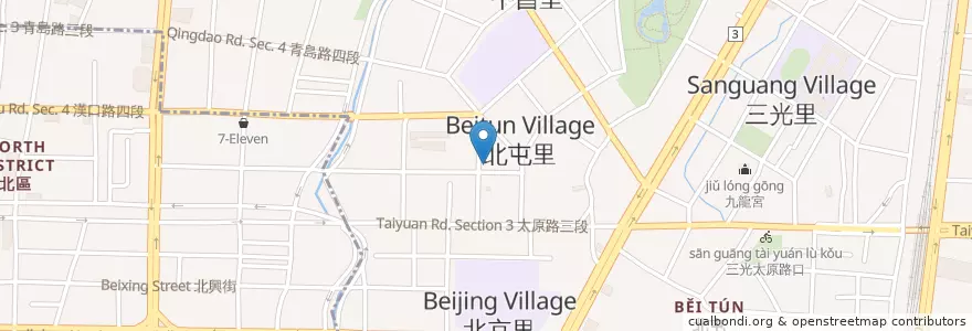 Mapa de ubicacion de 陳記手工麵線 en 타이완, 타이중 시, 베이툰 구.