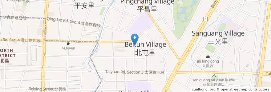 Mapa de ubicacion de 饕食館 en Taïwan, Taichung, 北屯區.