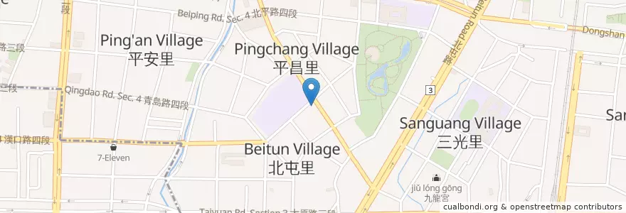 Mapa de ubicacion de 香港粵華燒臘快餐 en Taiwán, Taichung, 北屯區.