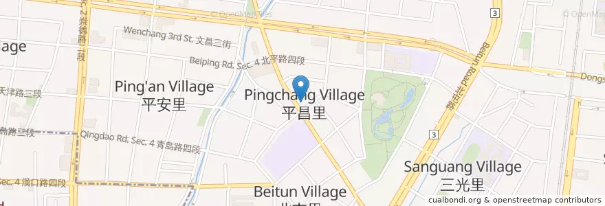 Mapa de ubicacion de 得來素蔬食 en 臺灣, 臺中市, 北屯區.