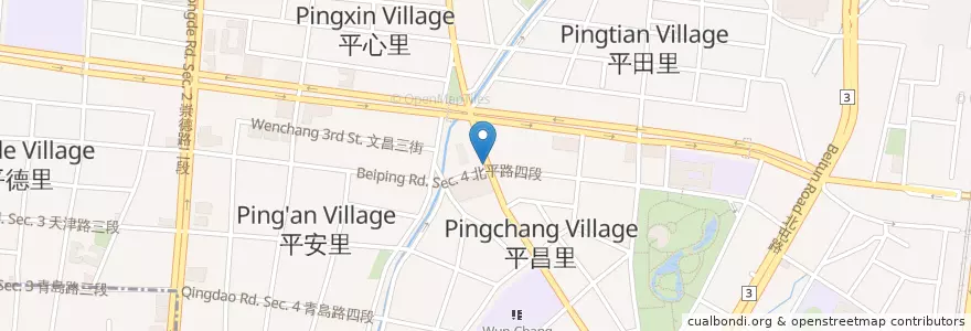 Mapa de ubicacion de 真林海鮮鵝肉現炒 en تايوان, تاي شانغ, 北屯區.