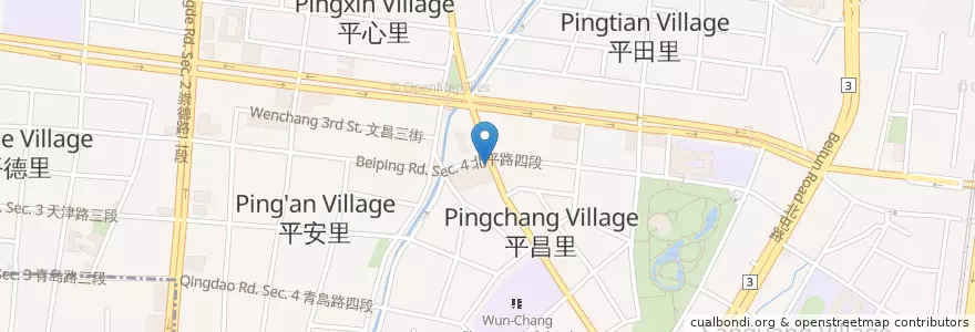 Mapa de ubicacion de 鹹酥雞魷魚酥 en تایوان, تایچونگ, 北屯區.