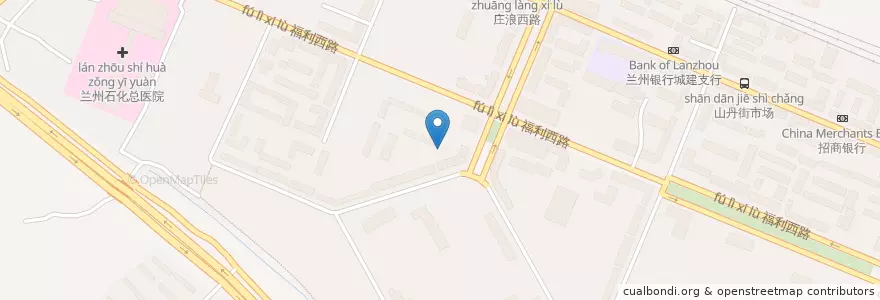 Mapa de ubicacion de 福利路街道 en China, Gansu, 兰州市 (Lanzhou), 西固区, 福利路街道.
