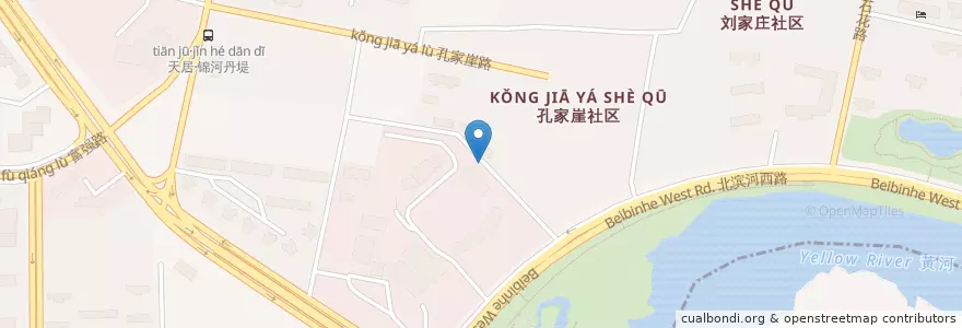 Mapa de ubicacion de 孔家崖街道 en Cina, Gansu, 兰州市 (Lanzhou), 安宁区, 孔家崖街道.