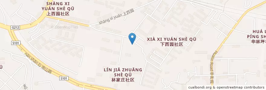 Mapa de ubicacion de 西园街道 en 중국, 간쑤성, 兰州市 (Lanzhou), 七里河区, 西园街道.