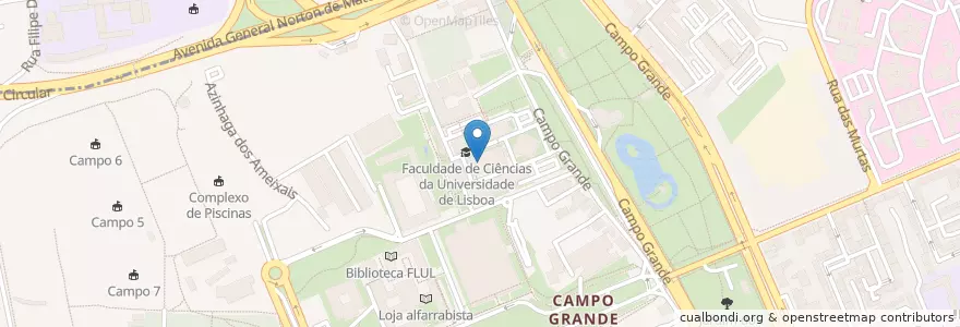 Mapa de ubicacion de Biblioteca Central (FCUL) en Portugal, Aire Métropolitaine De Lisbonne, Lisbonne, Grande Lisboa, Lisbonne, Alvalade.
