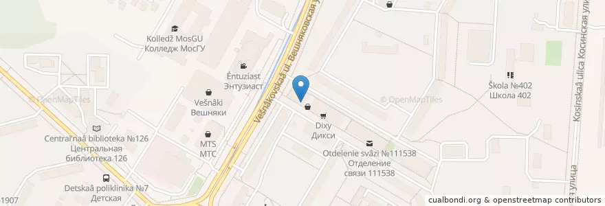 Mapa de ubicacion de Домино’c Пицца en Russia, Distretto Federale Centrale, Москва, Восточный Административный Округ, Район Вешняки.