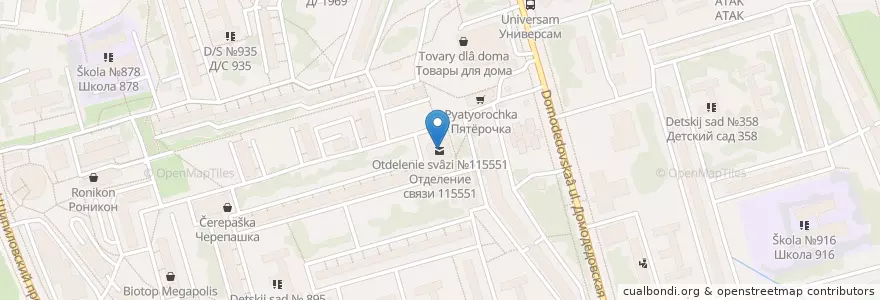 Mapa de ubicacion de Отделение связи №115551 en Rusland, Centraal Federaal District, Moskou, Южный Административный Округ.