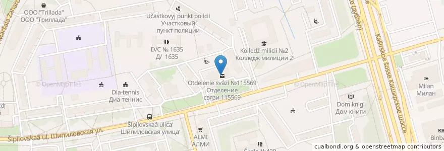 Mapa de ubicacion de Отделение связи №115569 en Russia, Central Federal District, Moscow, Southern Administrative Okrug, Orekhovo-Borisovo Severnoye District.