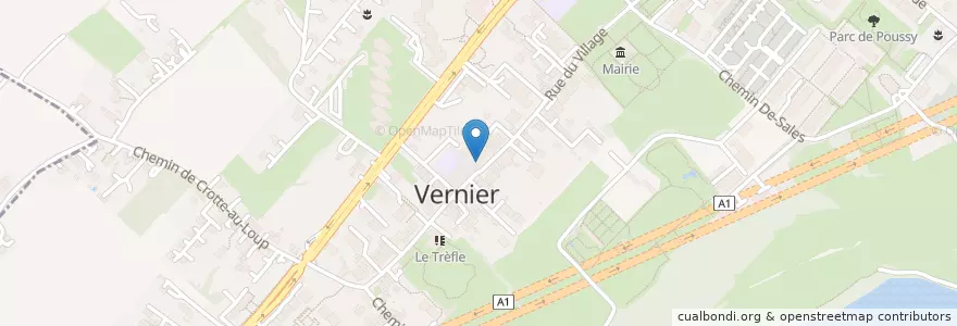 Mapa de ubicacion de Le Vieux-Vernier en スイス, ジュネーヴ, ジュネーヴ, Vernier.