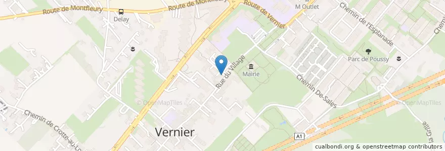 Mapa de ubicacion de Pharmacie du Vieux-Village en 瑞士, 日內瓦, 日內瓦, Vernier.