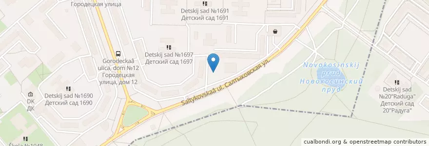 Mapa de ubicacion de Донер Кебаб en 러시아, Центральный Федеральный Округ, Московская Область, Район Новокосино.