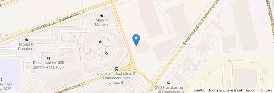 Mapa de ubicacion de Ригла en Rússia, Distrito Federal Central, Москва, Восточный Административный Округ, Район Новокосино.