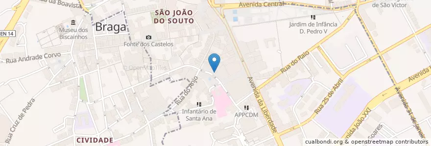 Mapa de ubicacion de União de Freguesias de São José de São Lázaro e de São João do Souto en البرتغال, المنطقة الشمالية (البرتغال), براغا, كافادو, براغا, São José De São Lázaro E São João Do Souto.