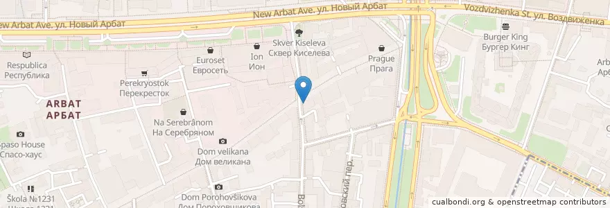 Mapa de ubicacion de Osteria numero Uno en Rusland, Centraal Federaal District, Moskou, Центральный Административный Округ, Район Арбат.