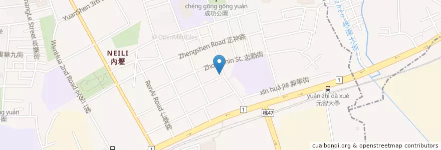 Mapa de ubicacion de 簡單吃素疏食 en 臺灣, 桃園市.