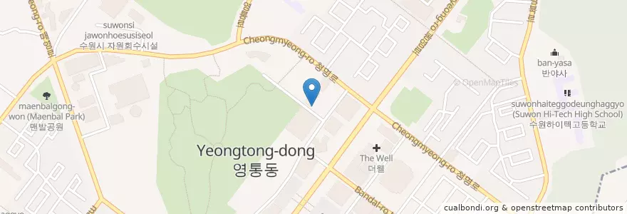 Mapa de ubicacion de 경기방송 en Güney Kore, 경기도, 수원시, 영통구.