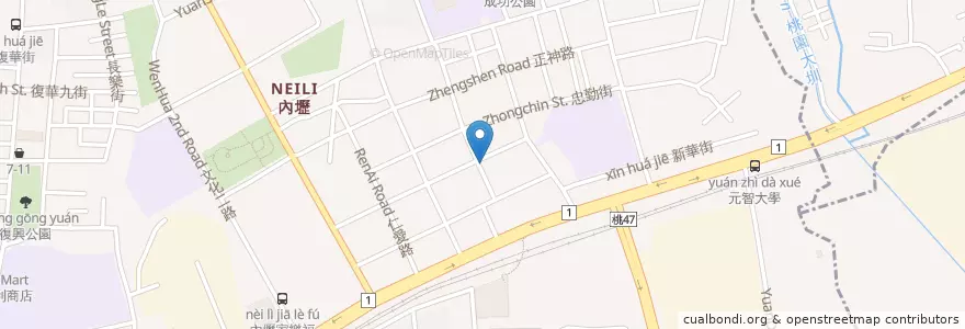 Mapa de ubicacion de 億鑫涼麵 en تايوان, تاو يوان.
