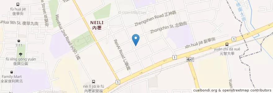 Mapa de ubicacion de 紅燒土魠魚羹 鐵路排骨飯 en Taiwan, Taoyuan.
