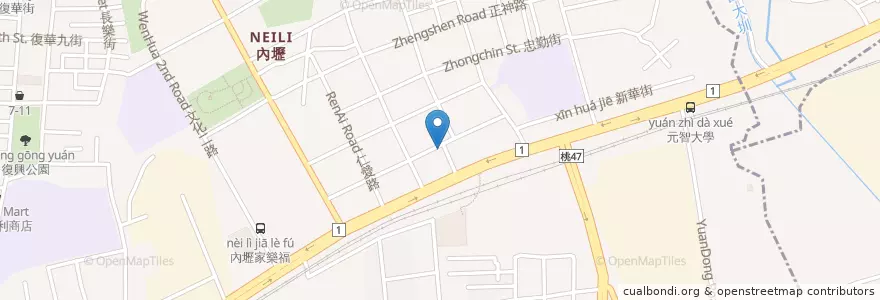 Mapa de ubicacion de 孫東寶台式牛排 en 타이완, 타오위안 시.