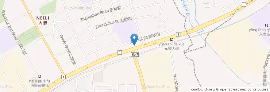 Mapa de ubicacion de 火車頭鐵路便當 en 臺灣, 桃園市.