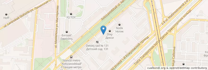 Mapa de ubicacion de Альфа-Банк en 러시아, Центральный Федеральный Округ, Москва, Южный Административный Округ, Даниловский Район.