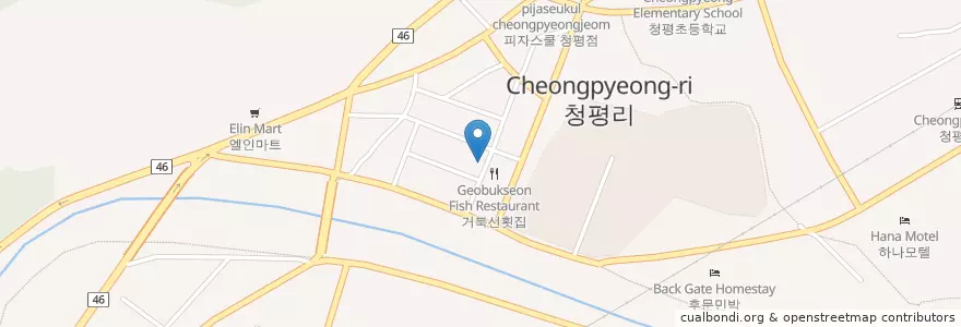 Mapa de ubicacion de 가원생고기 en Korea Selatan, Gyeonggi, 가평군.