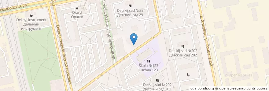 Mapa de ubicacion de Мост en Russie, District Fédéral Du Nord-Ouest, Oblast De Léningrad, Saint-Pétersbourg, Выборгский Район, Округ Сампсониевское.